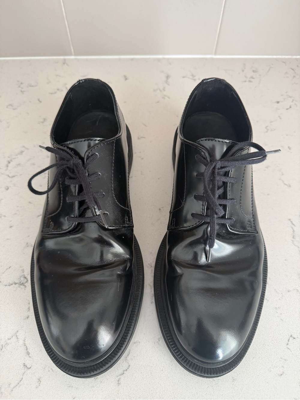 Zara Black Leather Derby Shoes - Lace-Up Oxfords - Picture 2 of 11